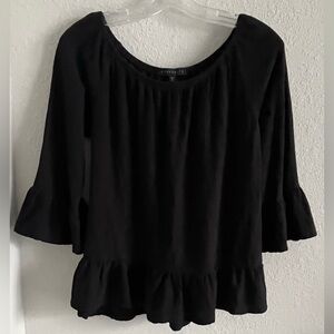 Sanctuary Black Ruffle Hem Peplum Top